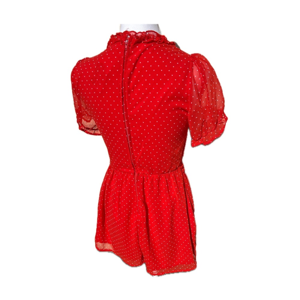 Altar'd State Bowie Romper Women's Sz Medium Red Polka Dot Ruffle - Picture 7 of 8